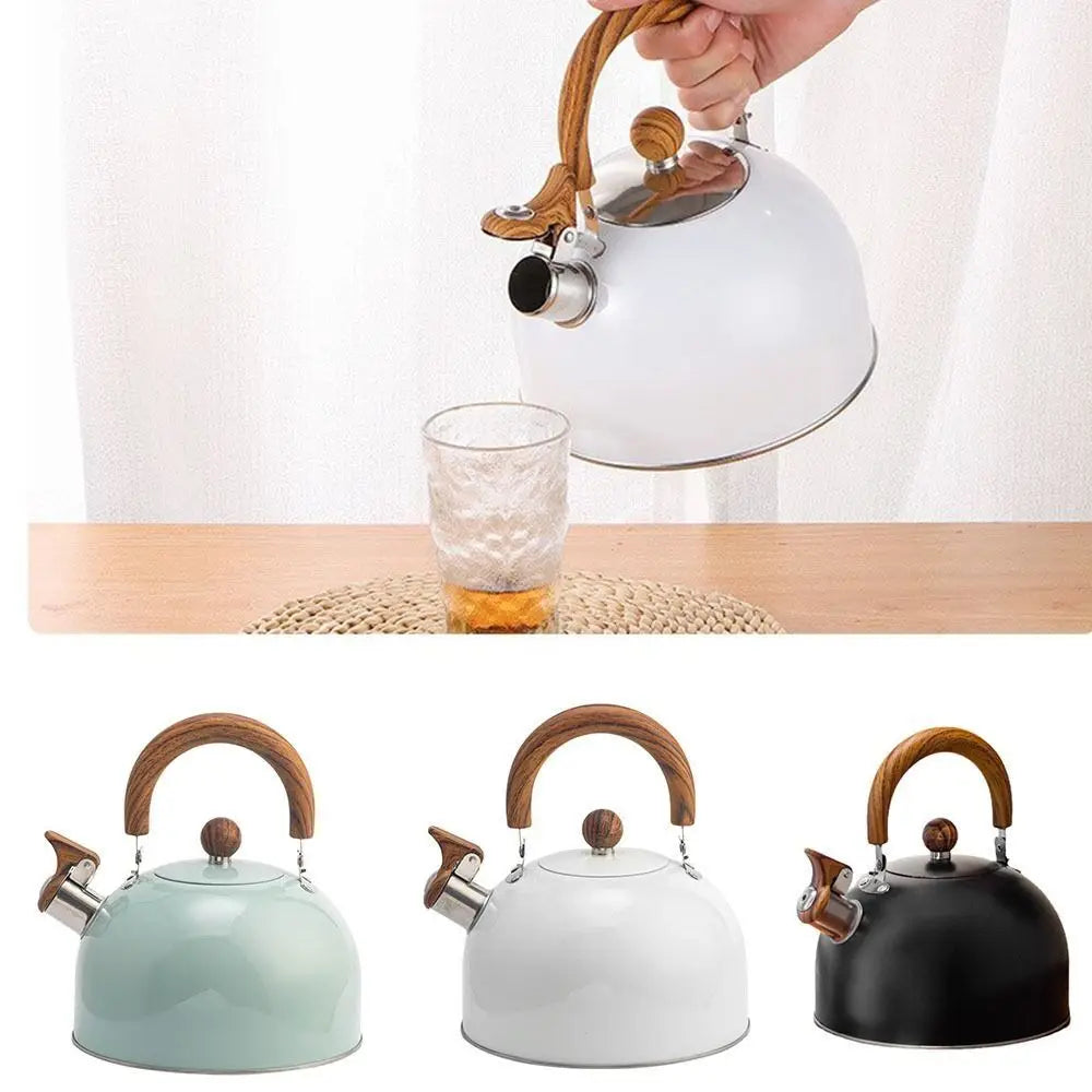 Stainless Steel Wooden Handle Whistling Tea Kettle