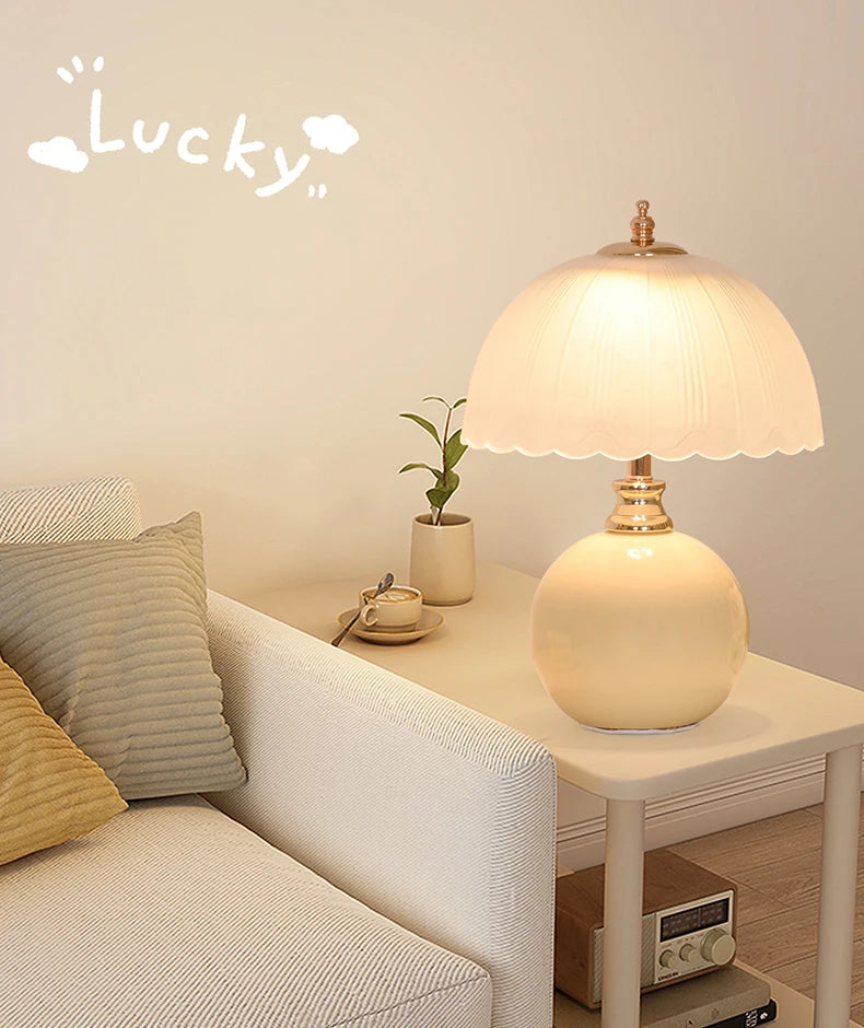 Ceramic Glass USB Dimmable Desk Lamp