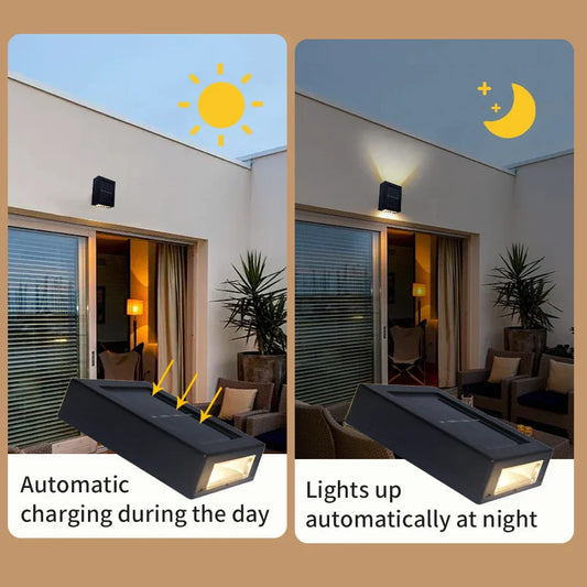 Waterproof Solar Wall Lamp - Up and Down Lighting | LED Solar Garden Light