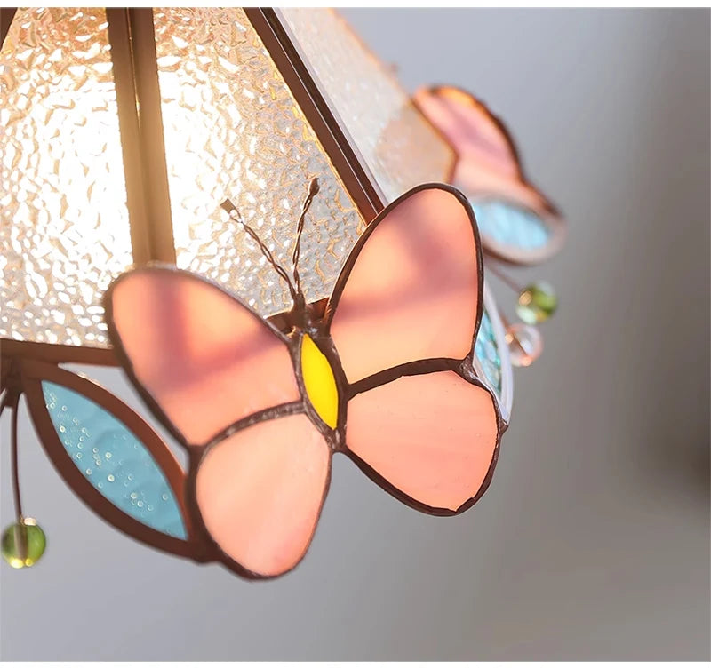 Retro Copper Tiffany Stained Glass Wall Lamp