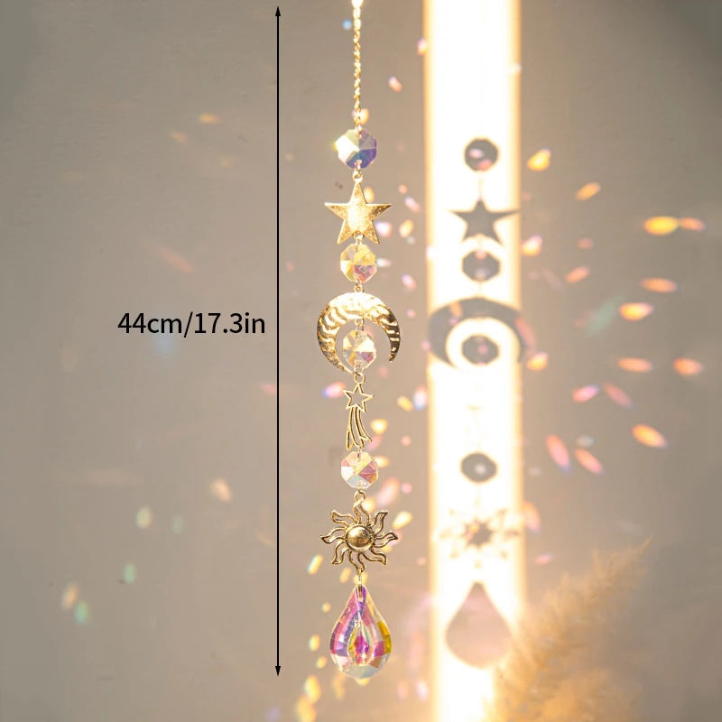 Crystal Moon Star Rainbow Suncatcher Wind Chime