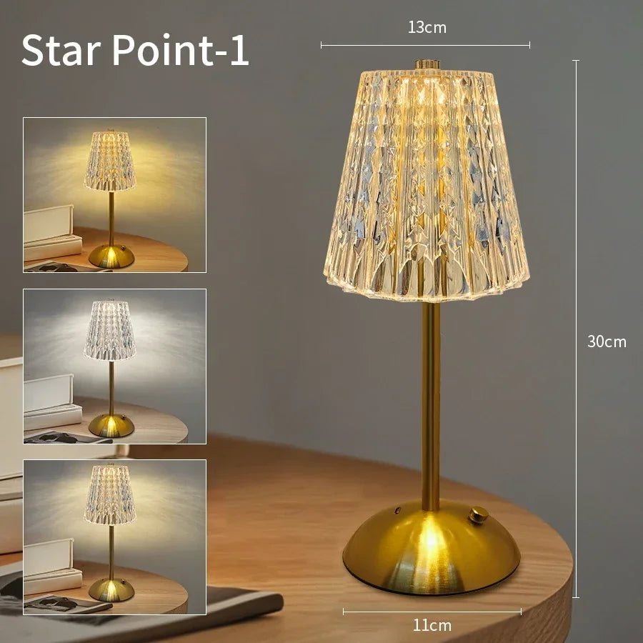 Rechargeable Touch Crystal Dimmable Night Lamp
