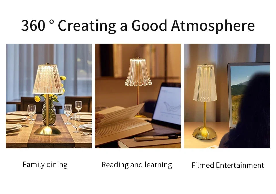 Rechargeable Touch Crystal Dimmable Night Lamp