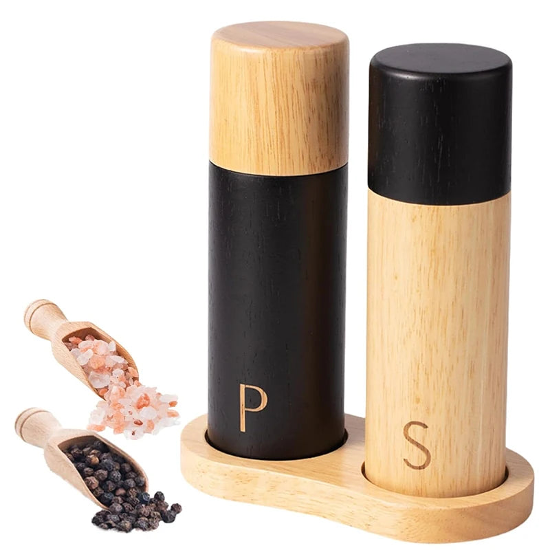 Wooden Pepper Grinder - 7 Inch Manual Salt and Pepper Mills with Adjustable Ceramic Coarseness