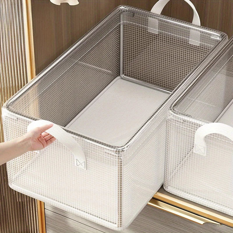 Transparent Storage Box - Steel Frame Waterproof Storage Bin for Home & Dormitory