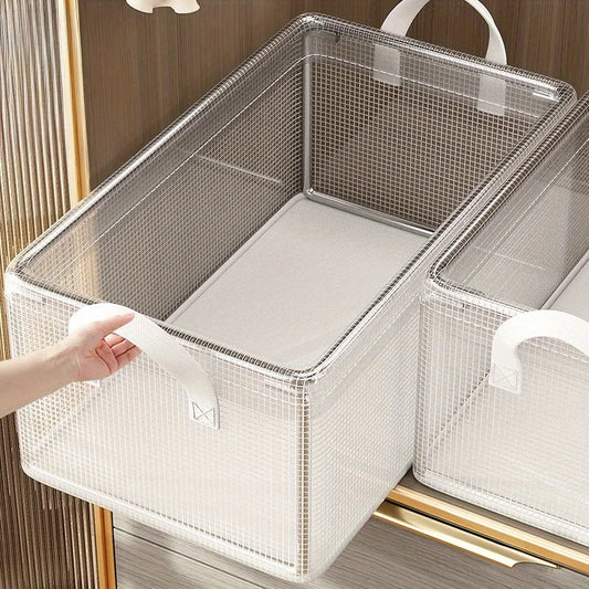 Transparent Storage Box - Steel Frame Waterproof Storage Bin for Home & Dormitory