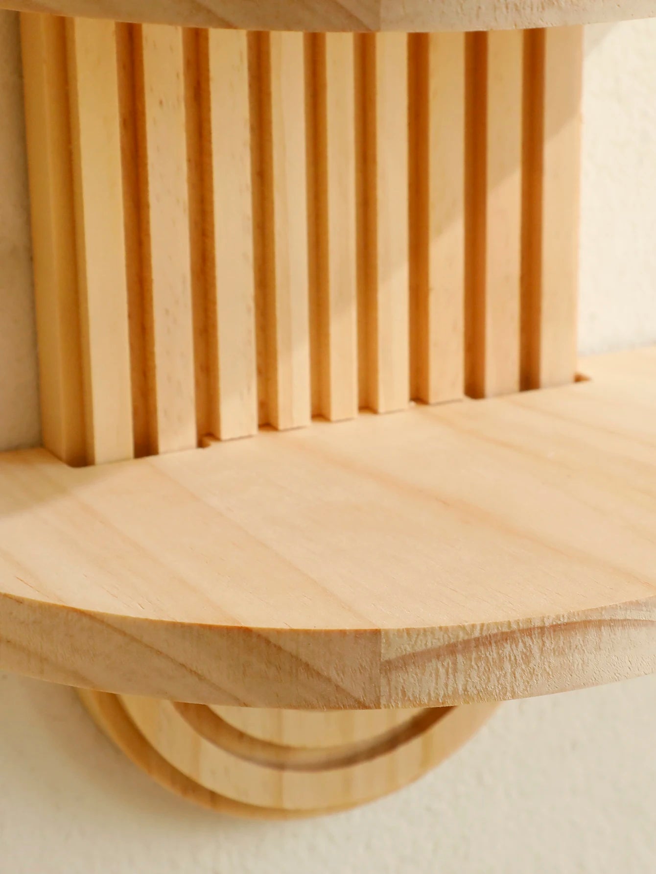 Boho Geometric Natural Wood Wall Shelf