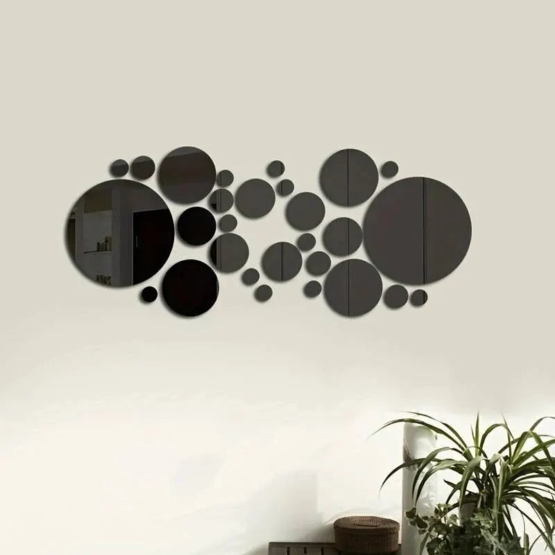 Round Acrylic Mirror Wall Sticker Set