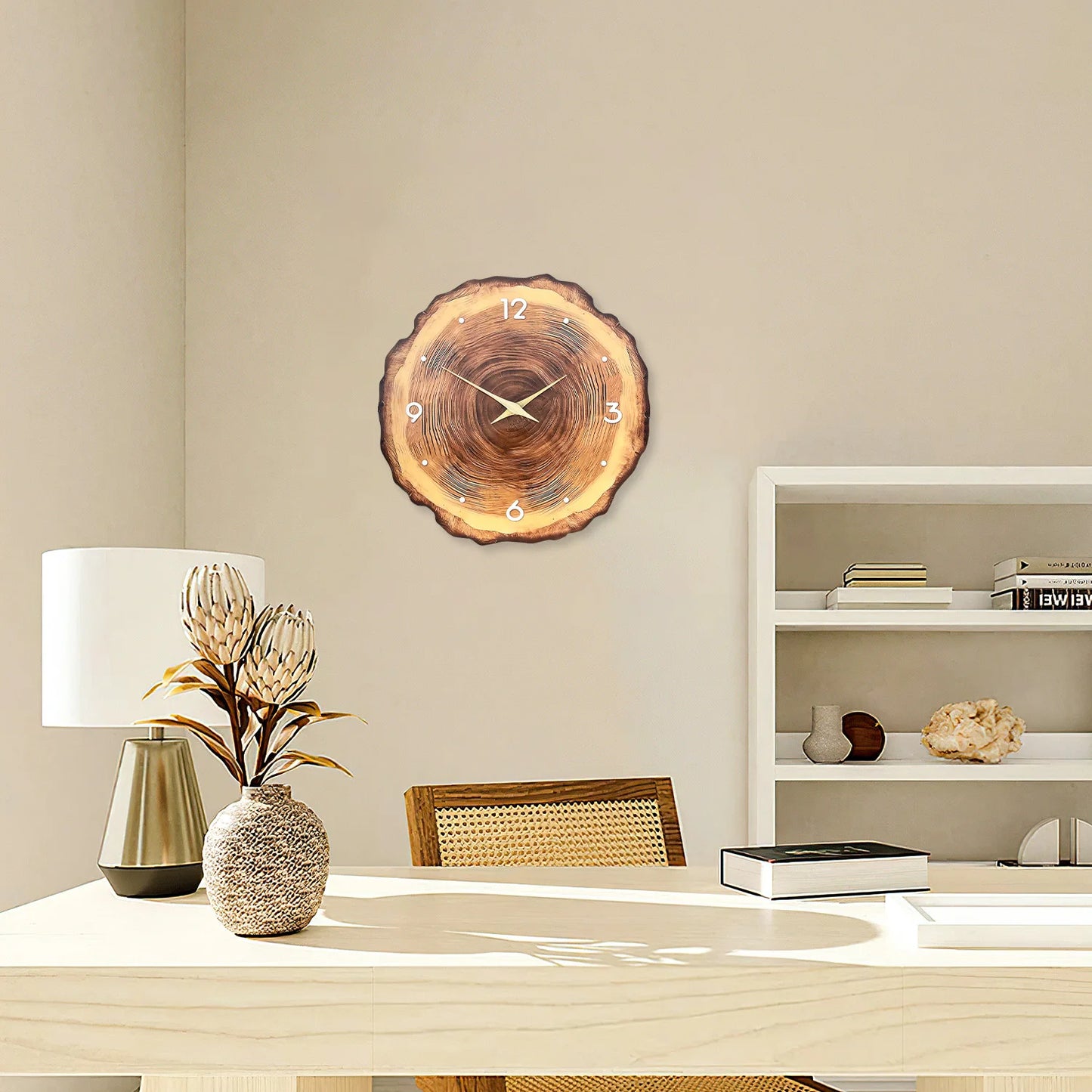 Bamboo Wood Grain Silent Quartz Circular Wall Timepiece