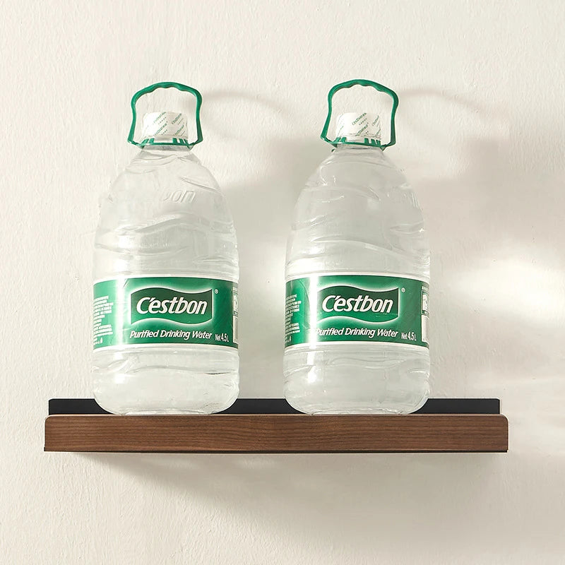 No Drill Solid Wood Wall Mounted Bathroom Shelf
