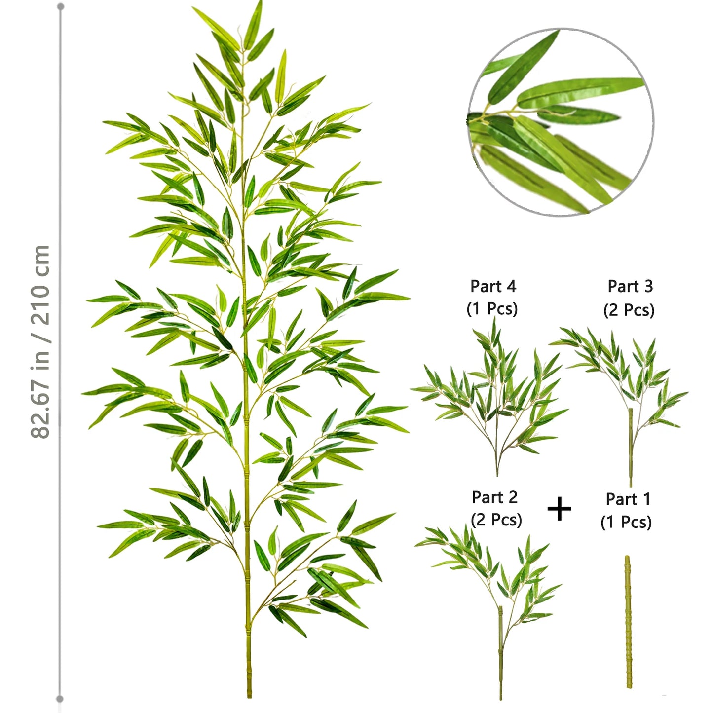 Green Silk Artificial Bamboo Branch Plant