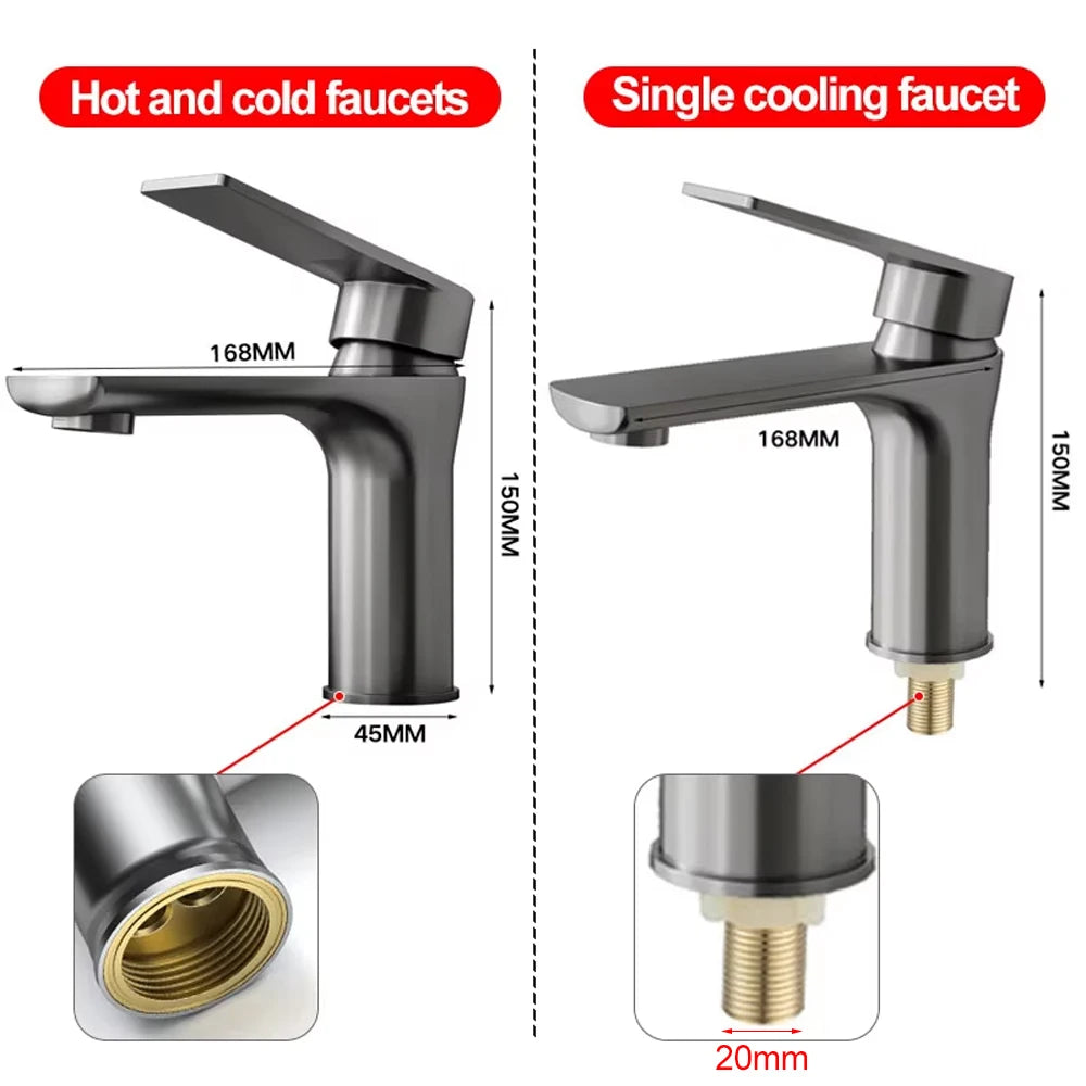 Ceramic Valve Single Hole Stainless Steel Basin Faucet