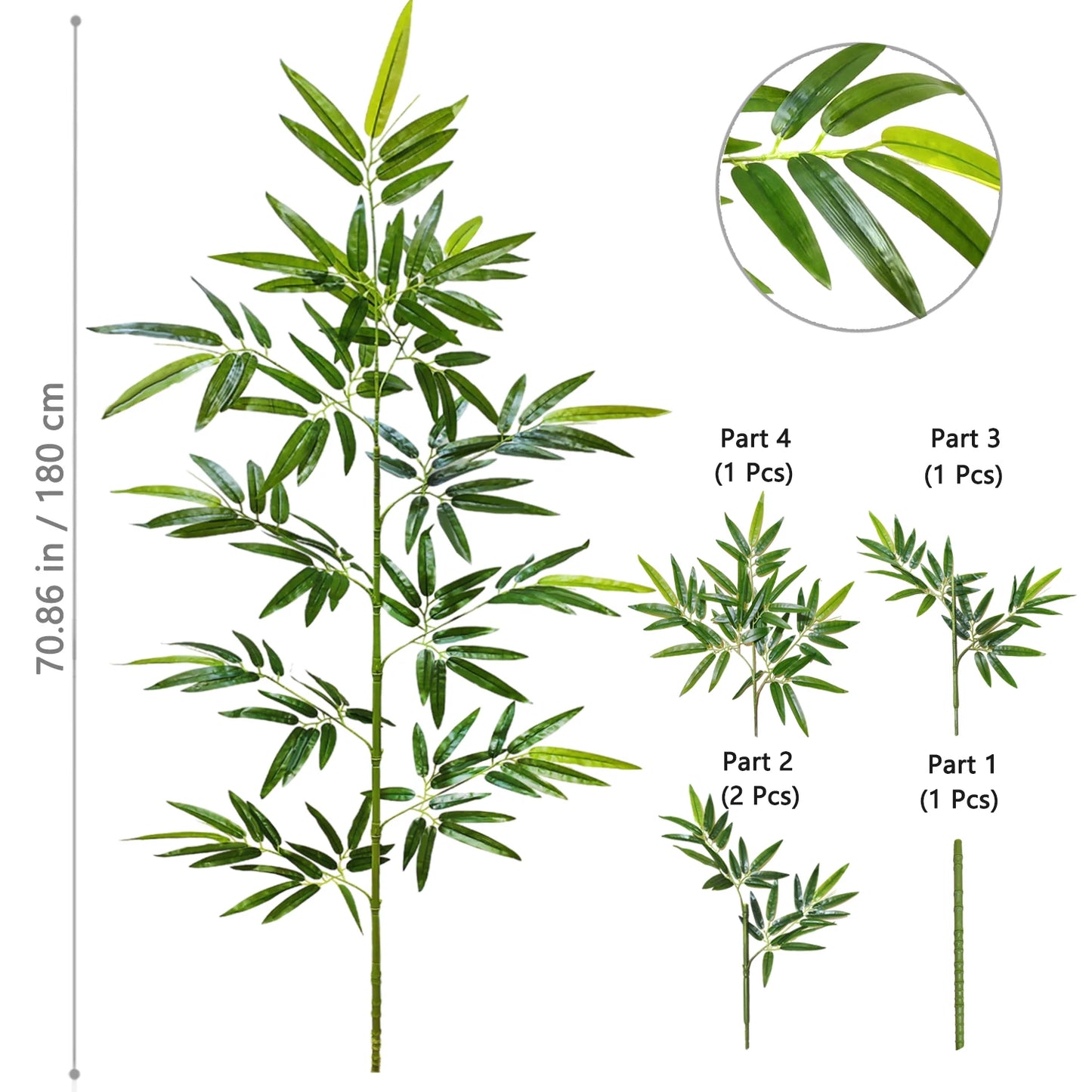 Green Silk Artificial Bamboo Branch Plant