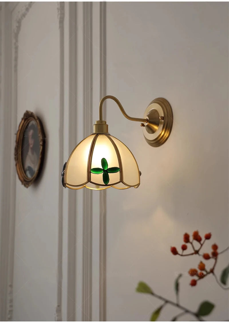 Retro Copper Tiffany Stained Glass Wall Lamp
