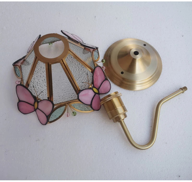 Retro Copper Tiffany Stained Glass Wall Lamp