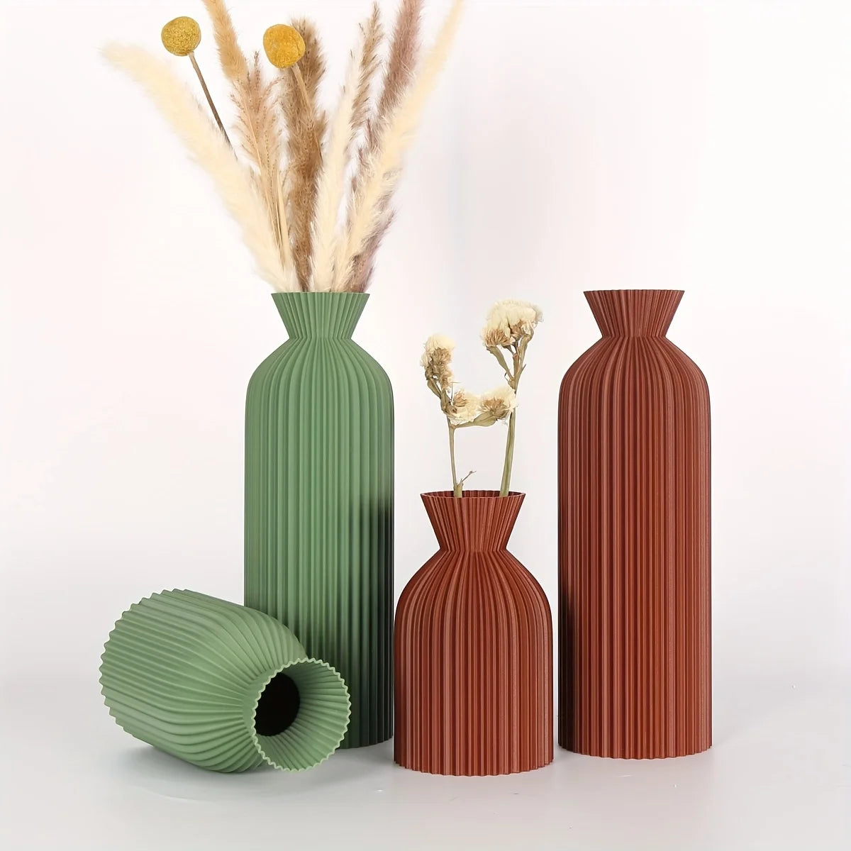 Bohemian Plastic Flower Vessels Set of Two