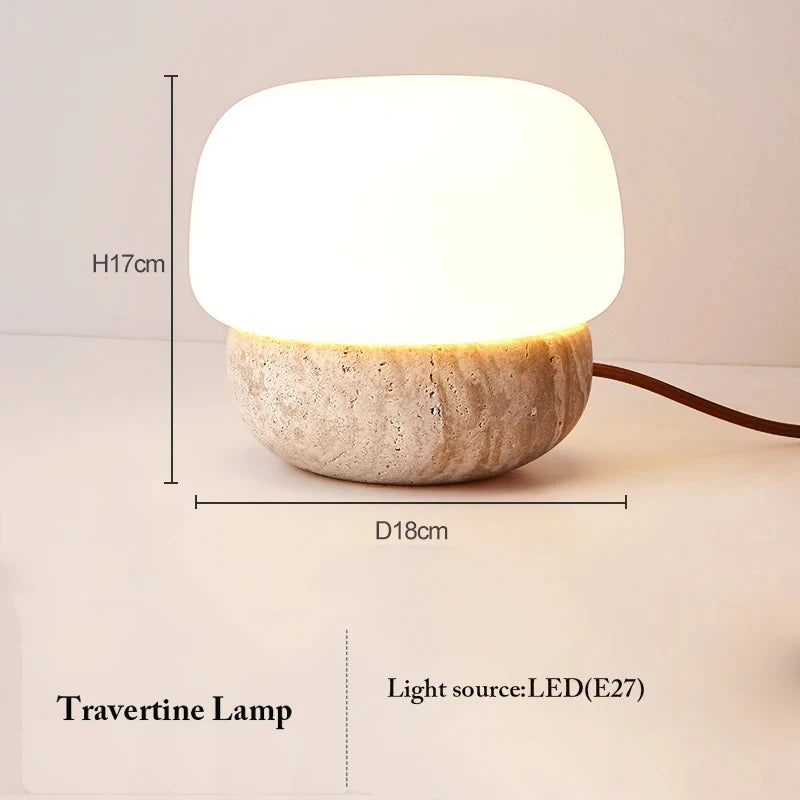 Travertine Mushroom Shaped LED Floor Lamp