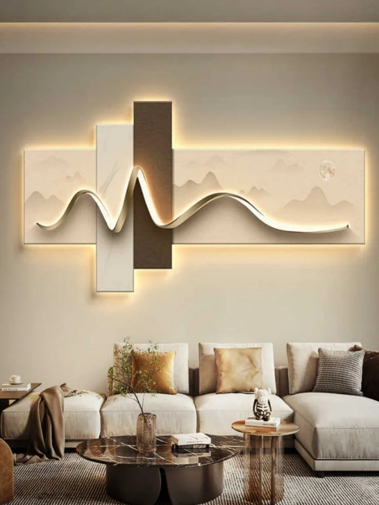 Modern Minimalist Wooden LED Ambient Living Room Wall Lamp