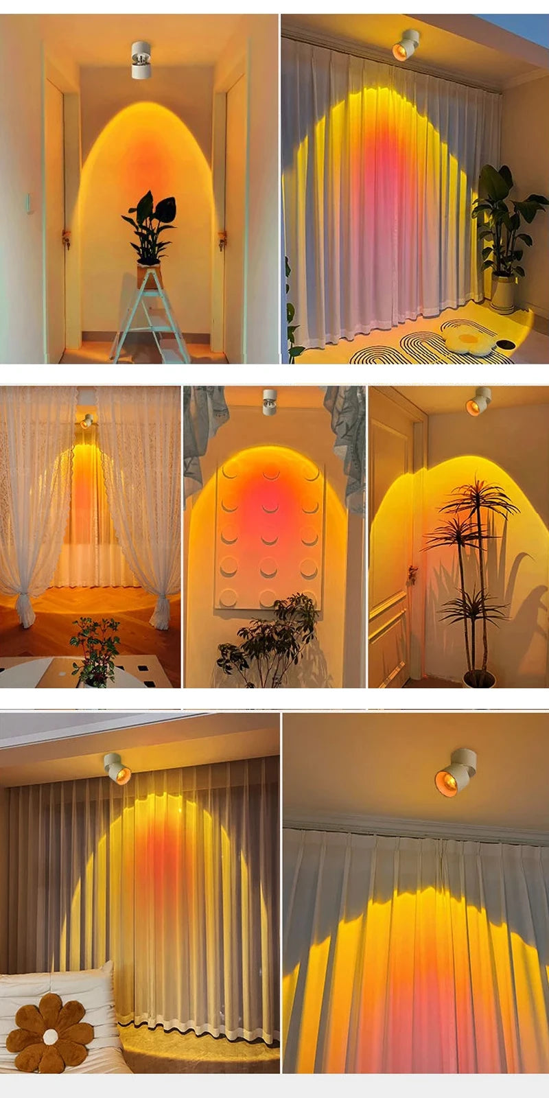 LED Sunset Lamp - Adjustable Angle Ceiling Spotlight | Modern Surface Mounted Light