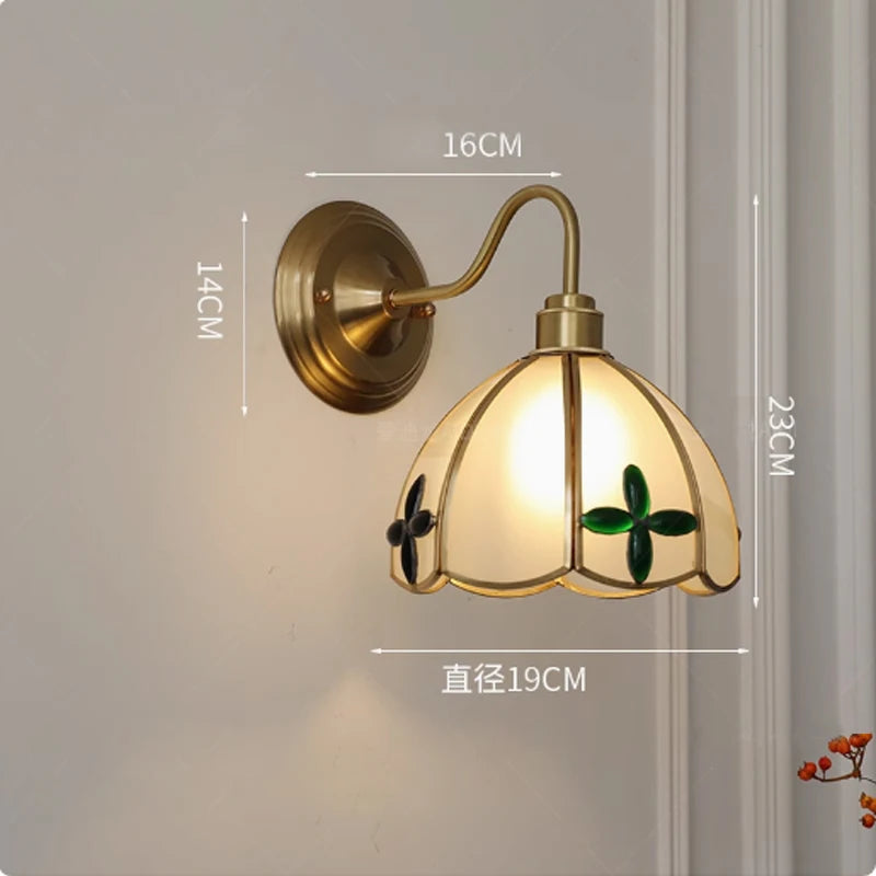 Retro Copper Tiffany Stained Glass Wall Lamp