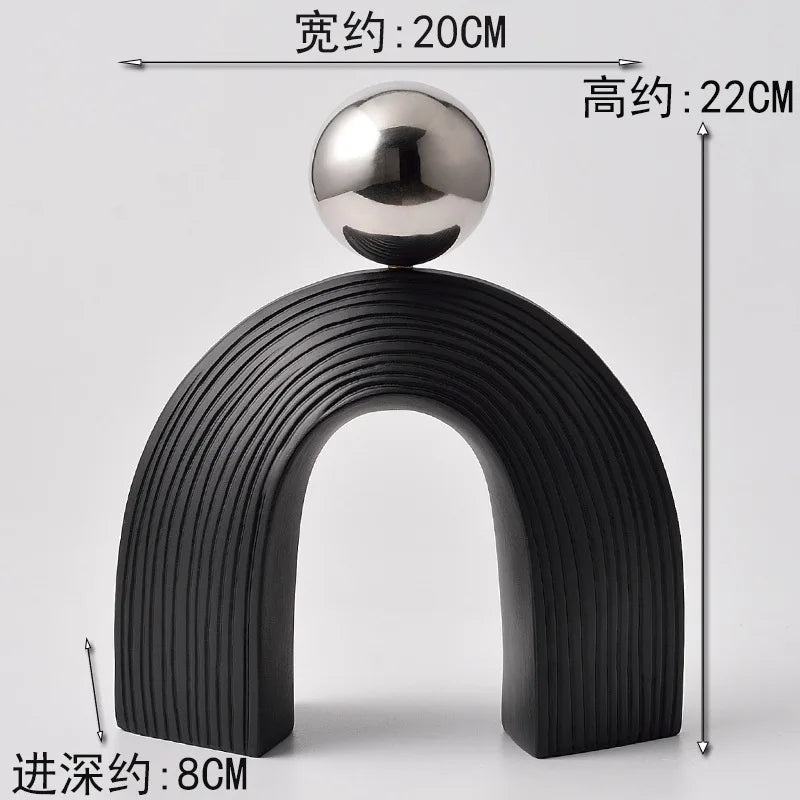 Black Gold Electroplated Resin Ball Arch Sculpture Set