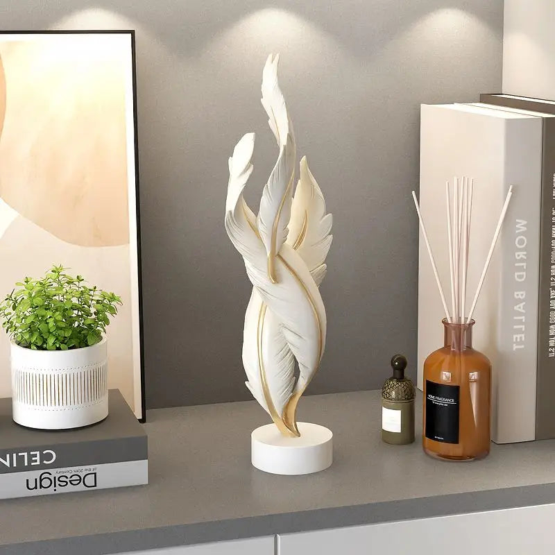 Modern Creative Feather Resin Desktop Sculpture