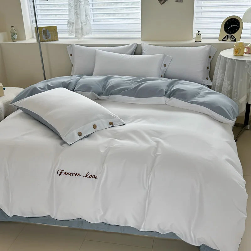 100% Cotton Two Tone Soft Skin Friendly Duvet Cover Set