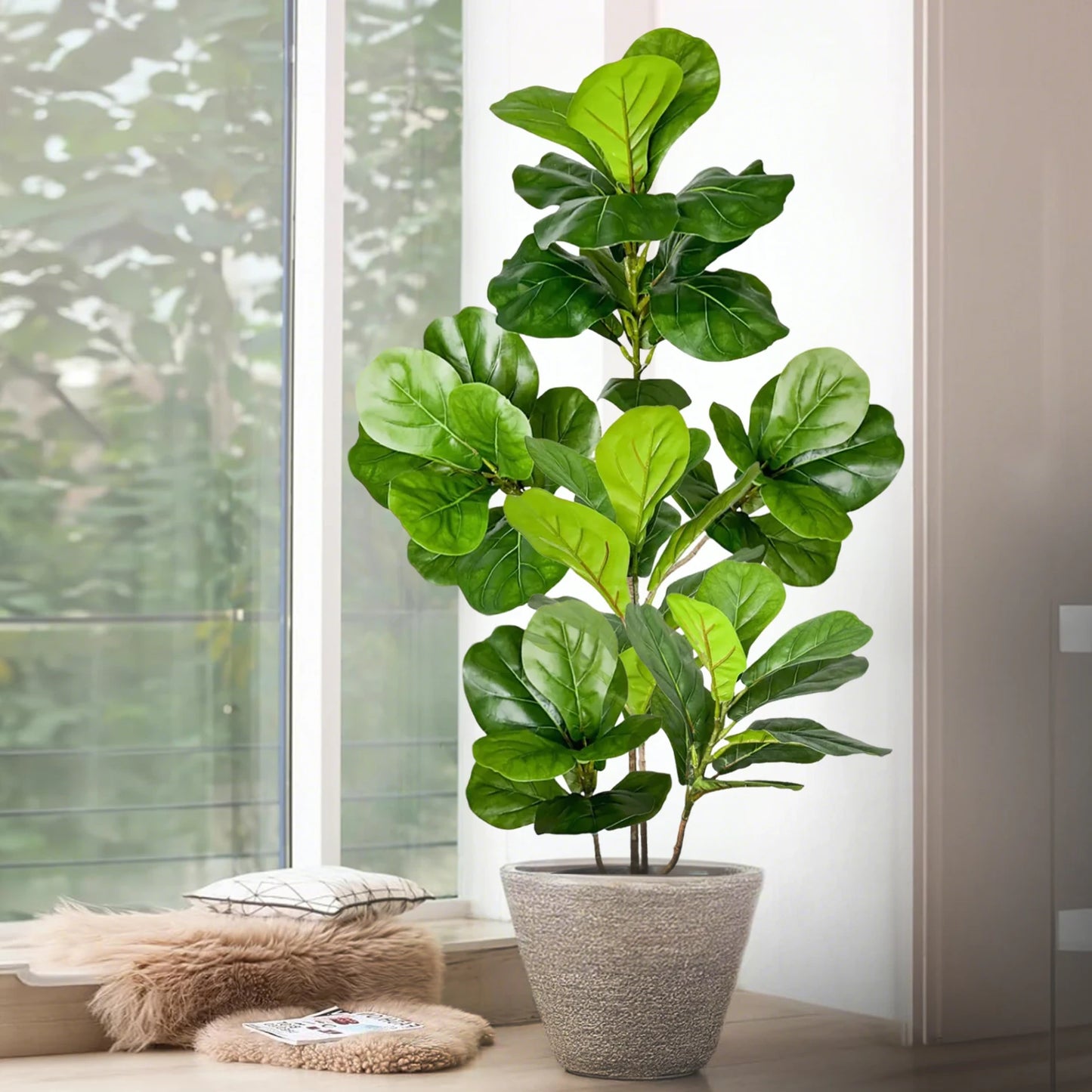 Realistic Silk Artificial Fiddle Leaf Fig Indoor Plant