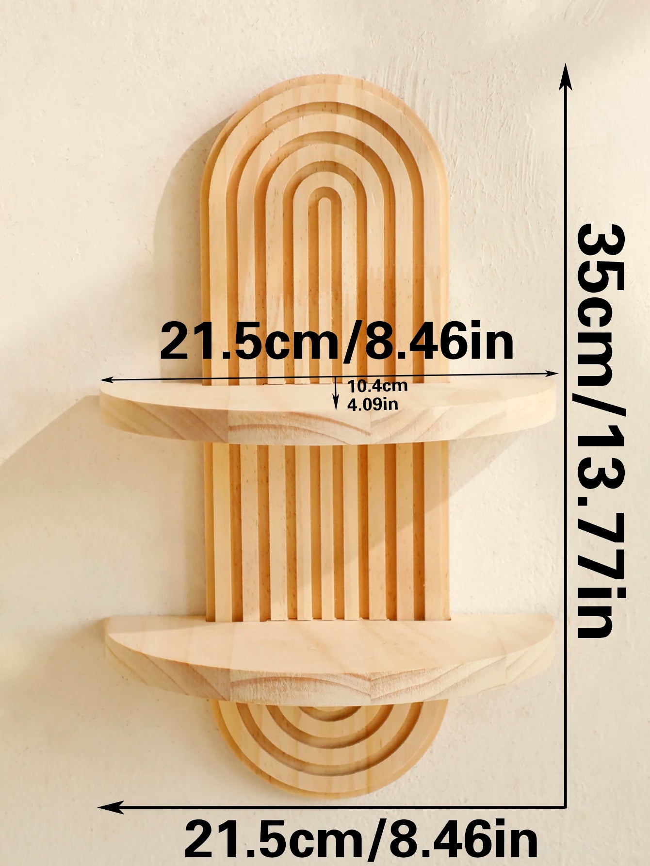 Boho Geometric Natural Wood Wall Shelf