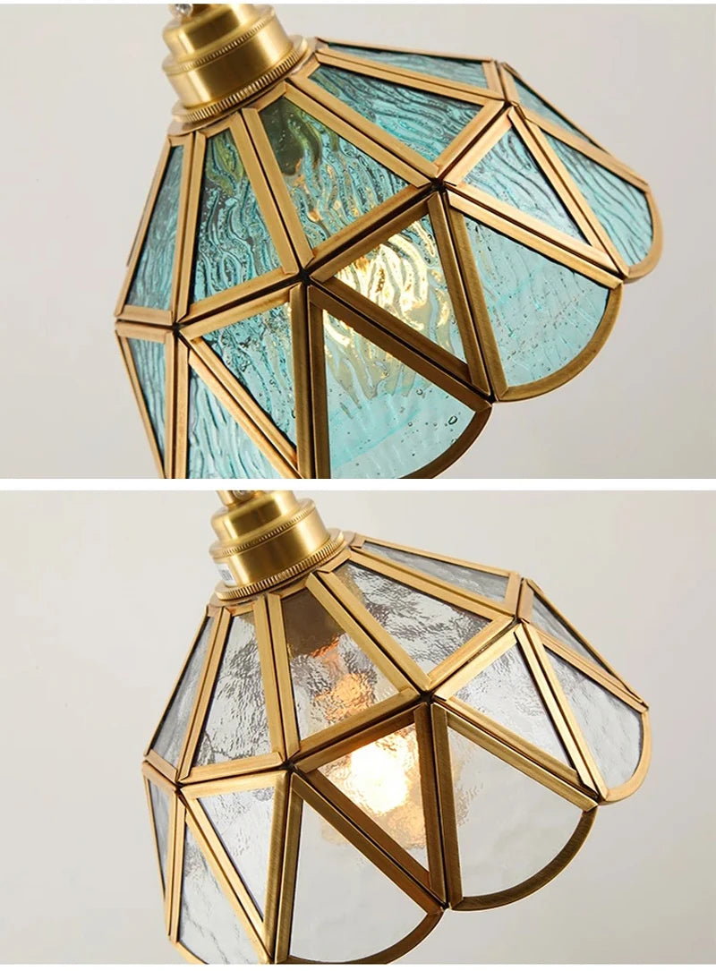 Retro Copper Tiffany Stained Glass Wall Lamp