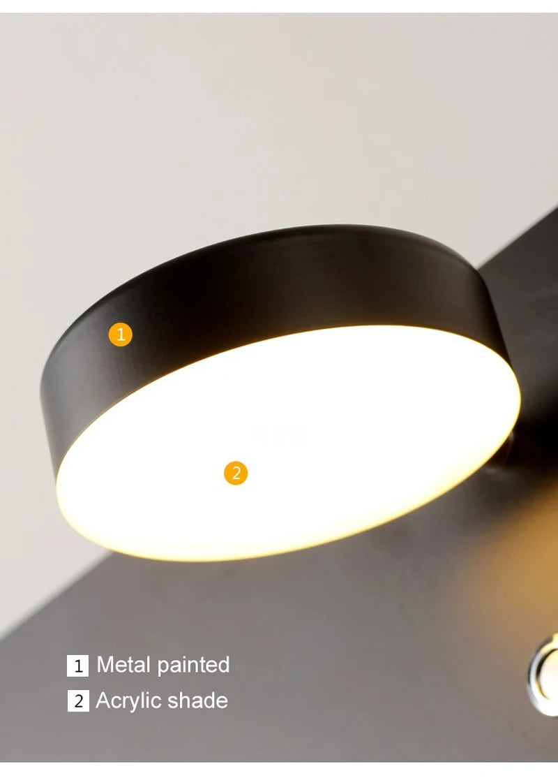 USB Charging Touch Switch Bedroom Wall Lamp