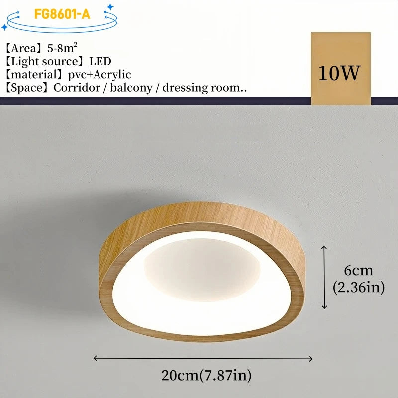 Nordic Minimalist Wood Grain Surface Mounted Ceiling Lamp