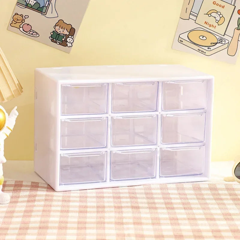Transparent 9 Grid Desktop Office Drawer Organizer