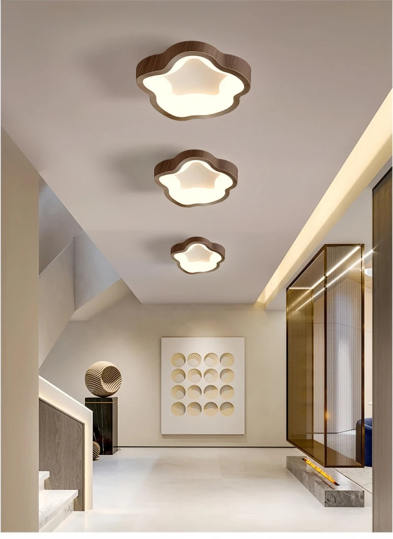 Nordic Minimalist Wood Grain Surface Mounted Ceiling Lamp