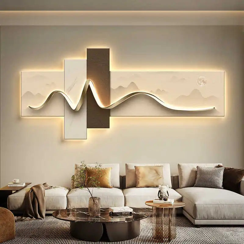 LED Ambient Wall Lamp - Modern Minimalist Wooden Wall Lighting for Living Room