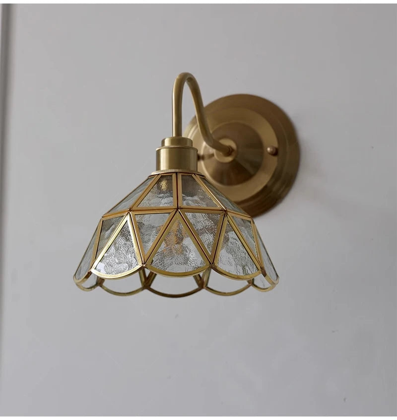 Retro Copper Tiffany Stained Glass Wall Lamp