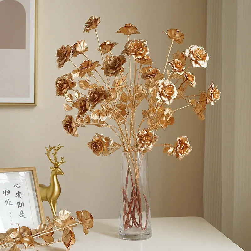 Gold Silk Rose Hydrangea Artificial Flower Arrangement