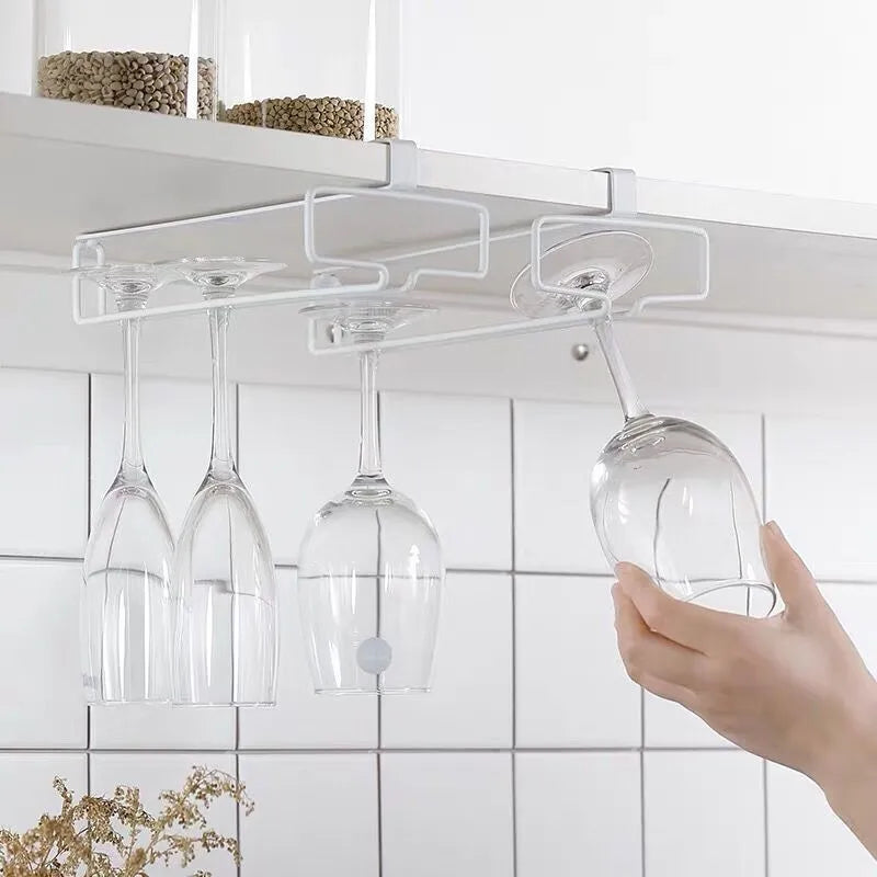 Hanging No-Drill Wine Glass Inverted Storage Rack