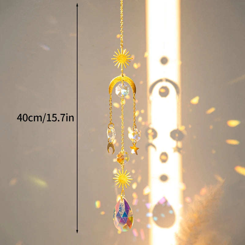 Crystal Moon Star Rainbow Suncatcher Wind Chime