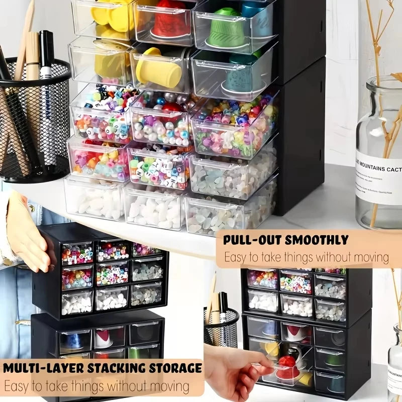 Transparent 9 Grid Desktop Office Drawer Organizer