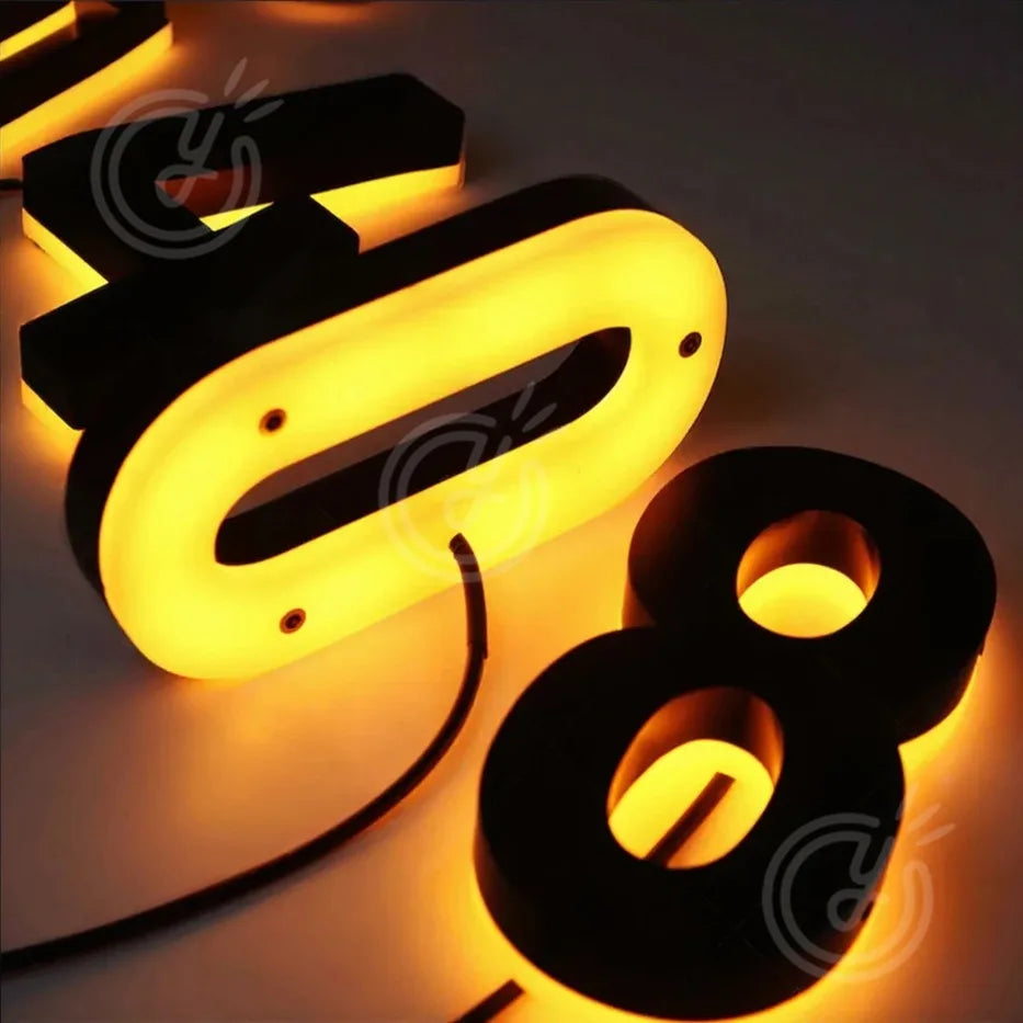 3D Backlit LED Custom Outdoor Metal House Number Sign