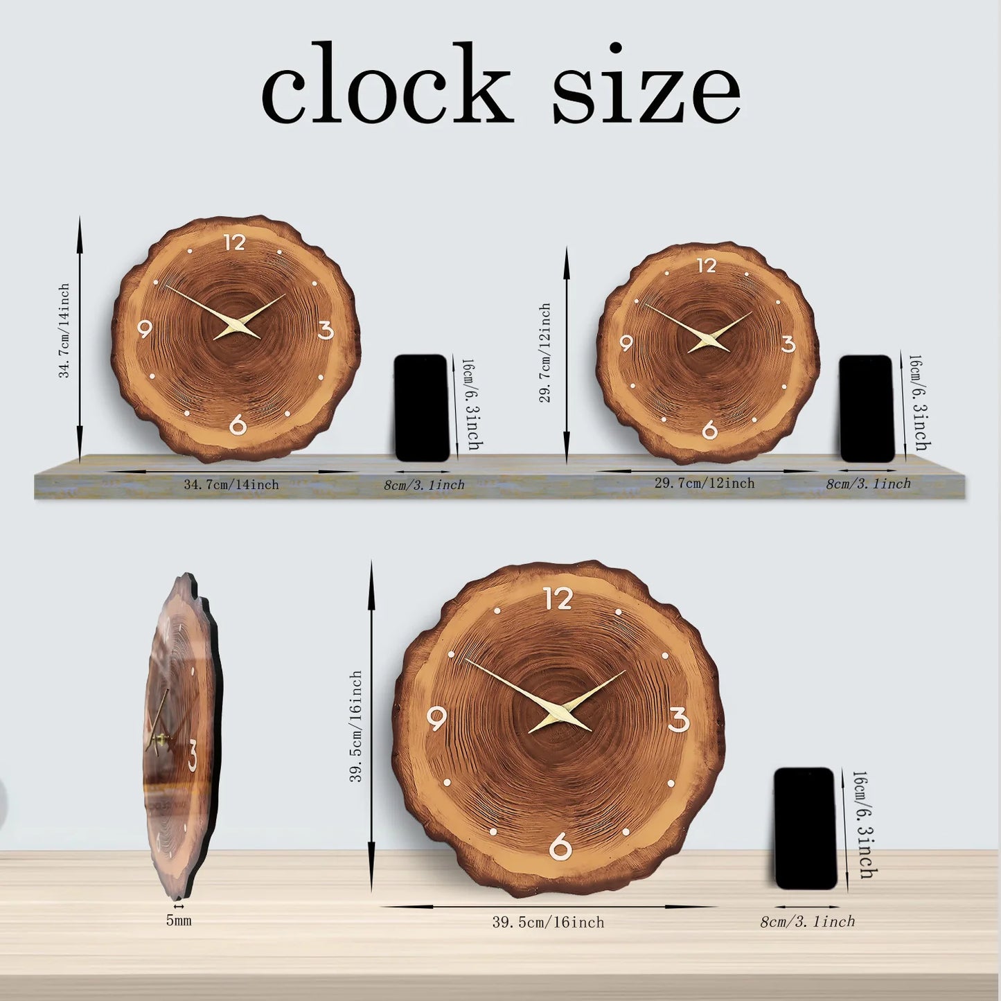 Bamboo Wood Grain Silent Quartz Circular Wall Timepiece