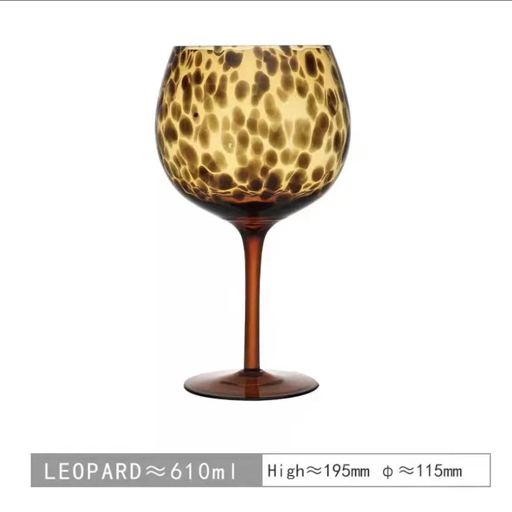 Vintage Leopard Print Crystal Cocktail Goblet
