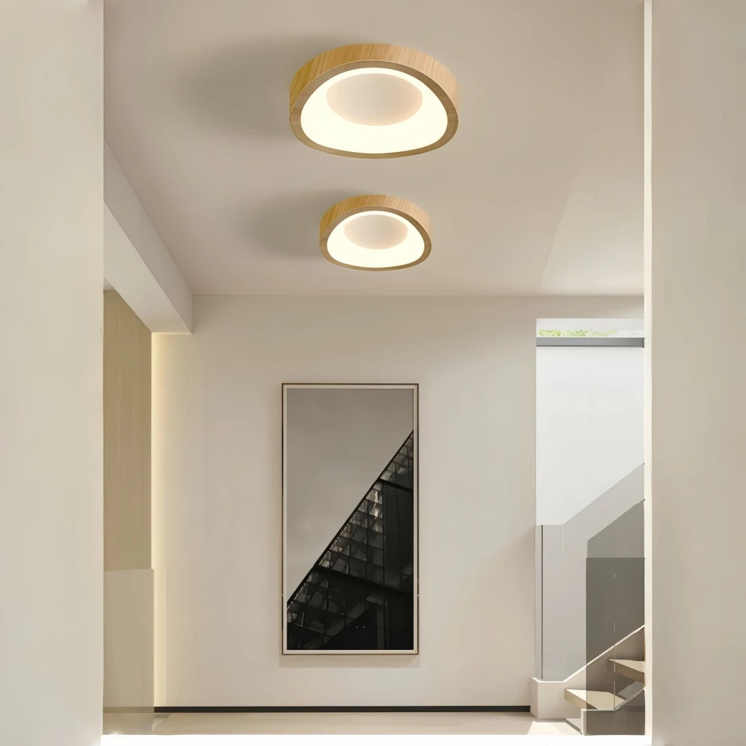 Nordic Minimalist Wood Grain Surface Mounted Ceiling Lamp