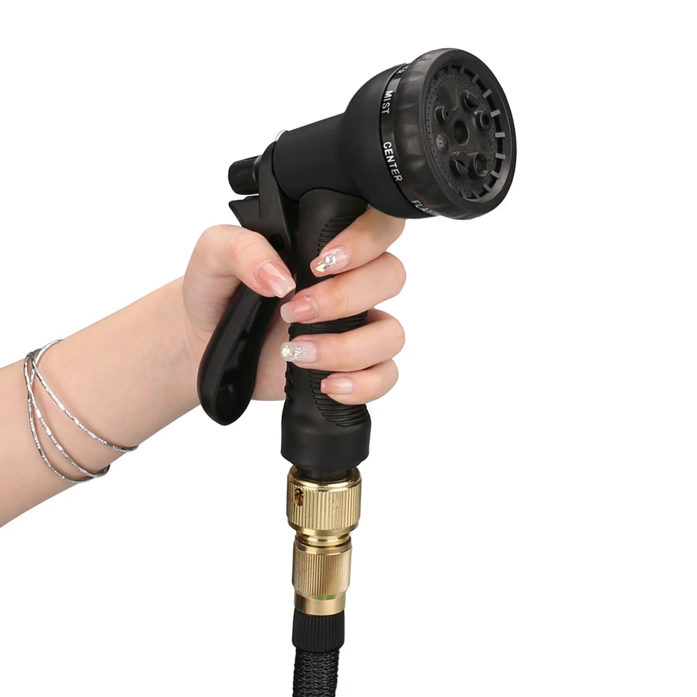 Flexible Expandable Garden Hose with 8-Mode Nozzle