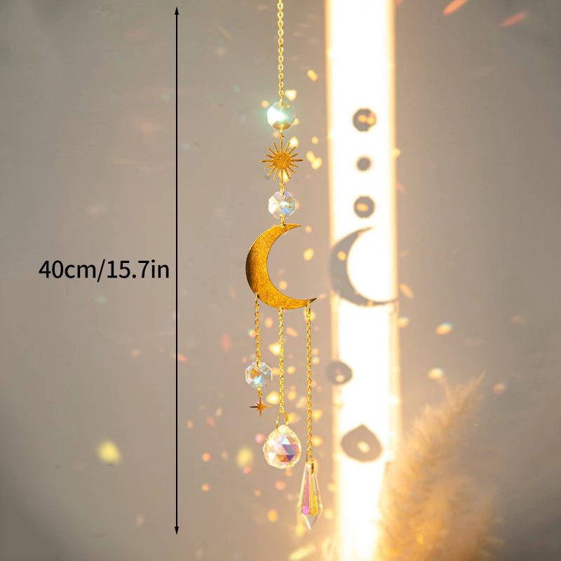 Crystal Moon Star Rainbow Suncatcher Wind Chime