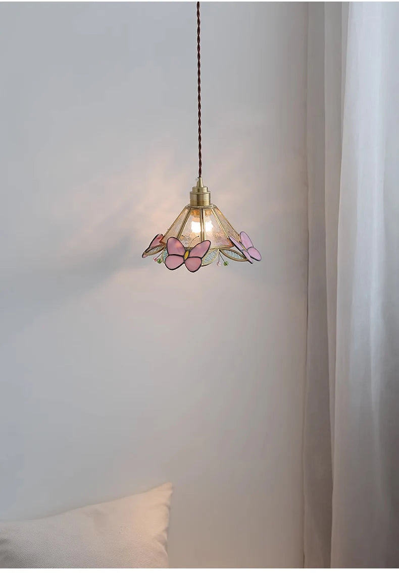 Retro Copper Tiffany Stained Glass Wall Lamp