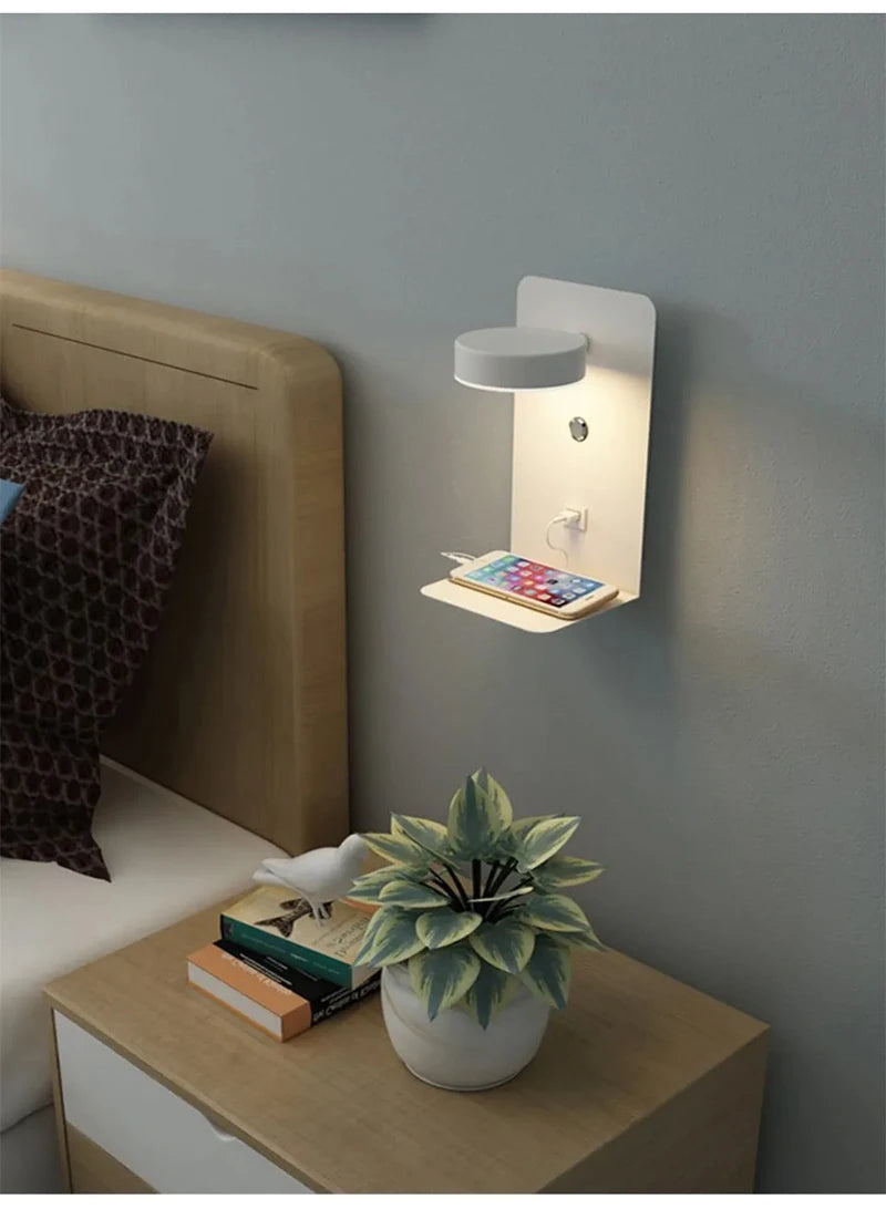 USB Charging Touch Switch Bedroom Wall Lamp