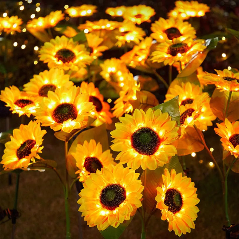 Solar Sunflower Luminaires — Elegant LED Garden Lawn Lamp with Warm Glow
