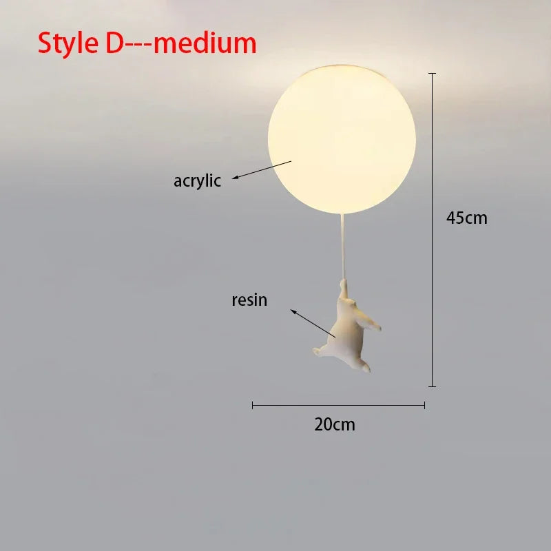 Cartoon Bear Acrylic Bedroom Ceiling Lamp